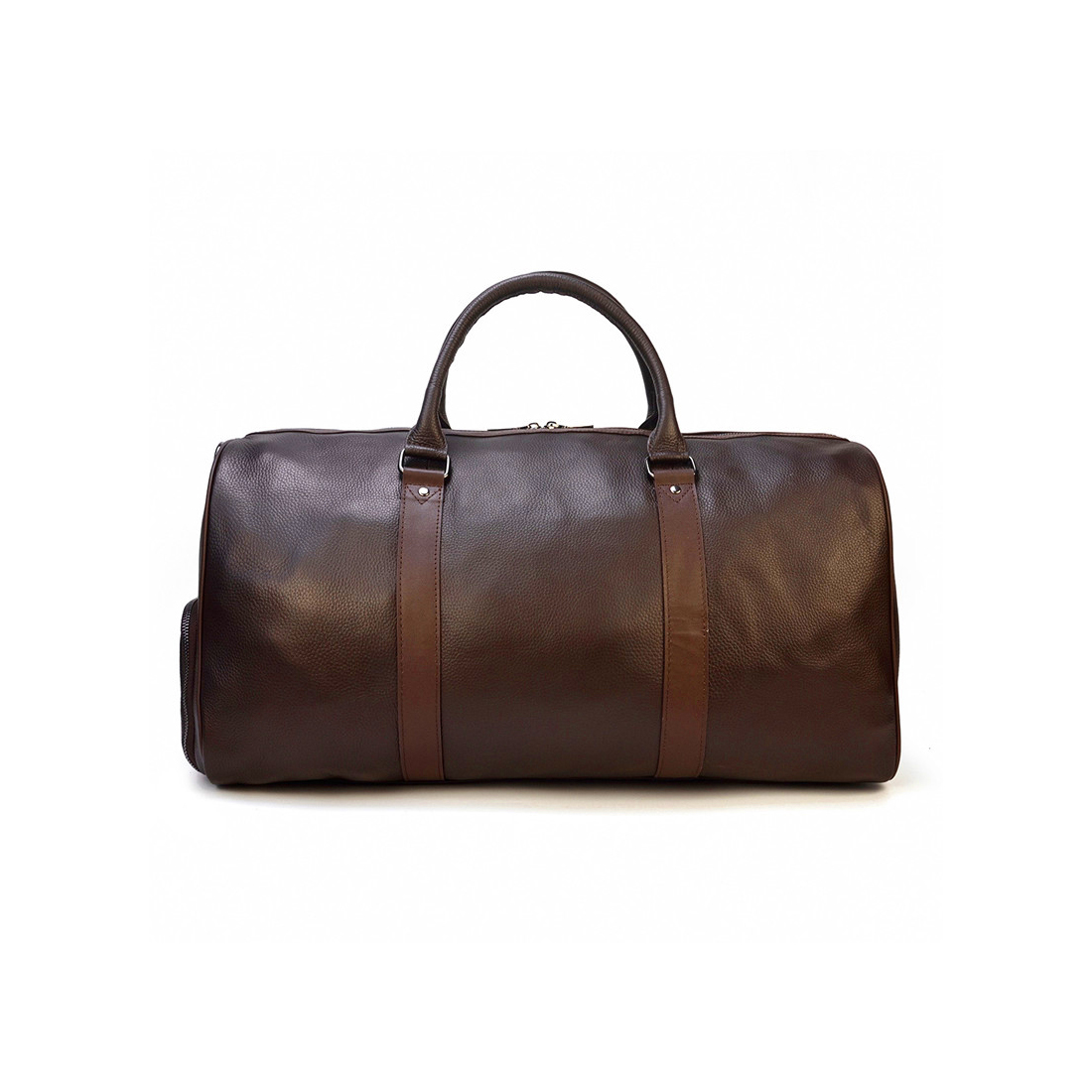 Dark Brown Leather Portable Travel Bag