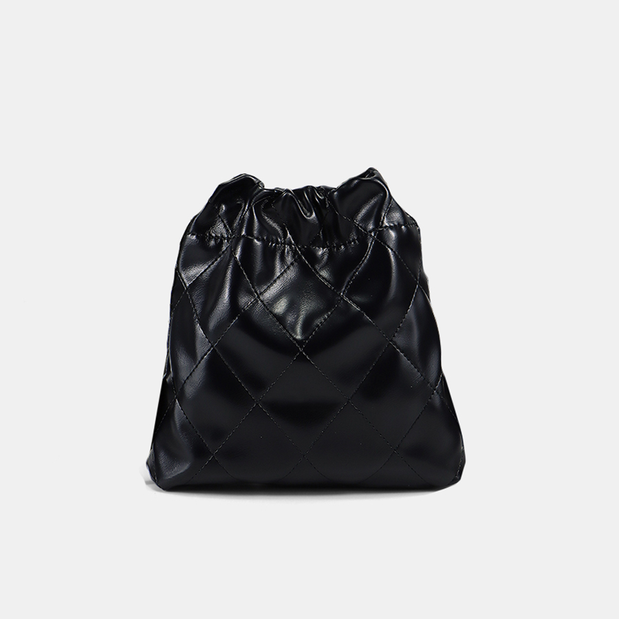 Black Classic Leather Chain Backpack