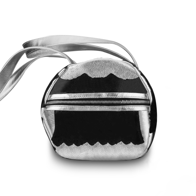 Silver Bucket Travel Handbag Bag