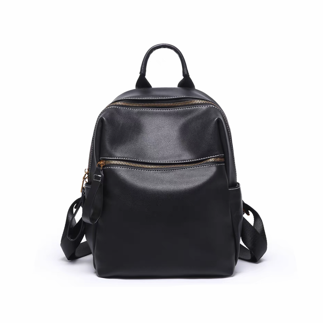 Black leather backpack