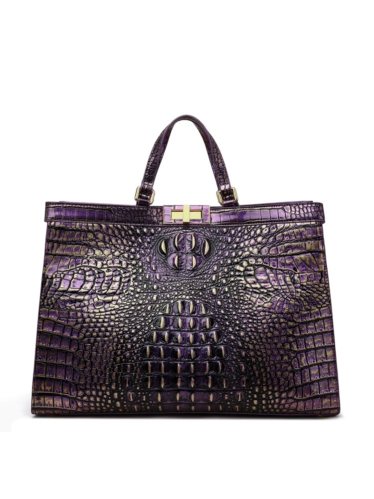 Ms. Bag's 2025 new trendy high-end fashionable tote bag with crocodile pattern, crossbody handbag for early morning business attire.