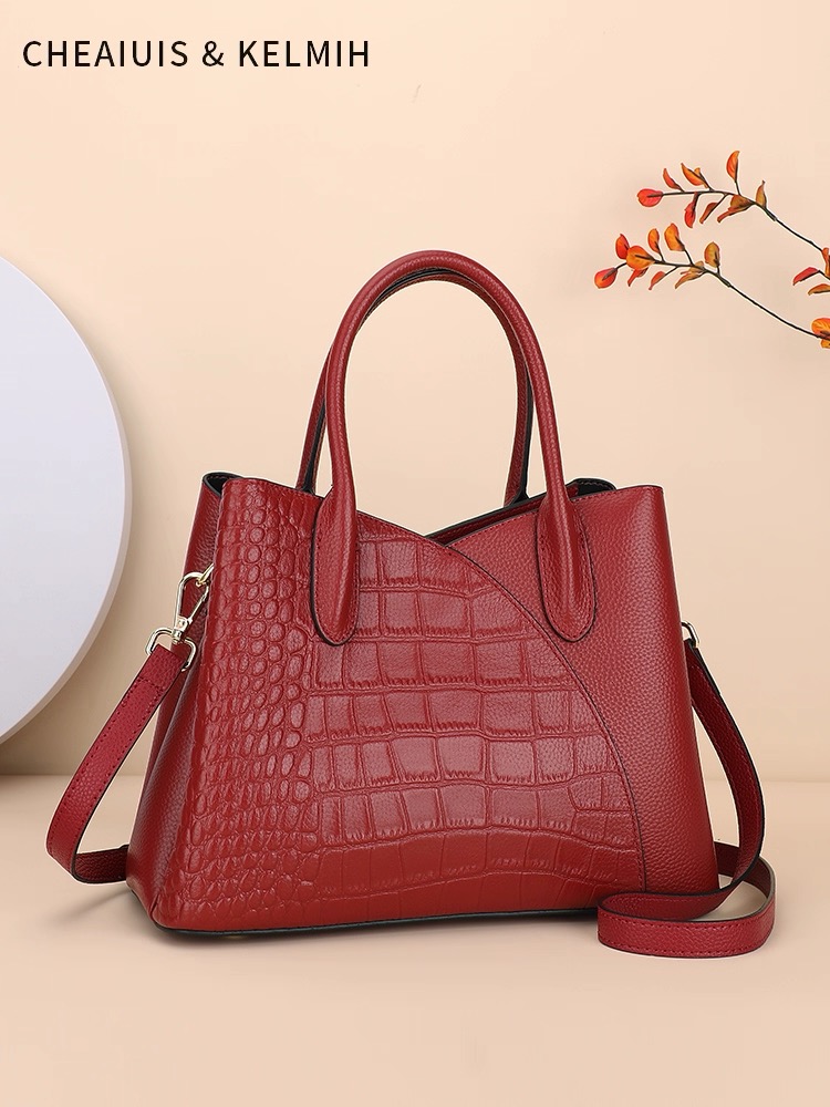 Top layer cowhide red mother bag - 2025 new model - elegant brand - wedding bag - handbag - leather crossbody bag - women's bag