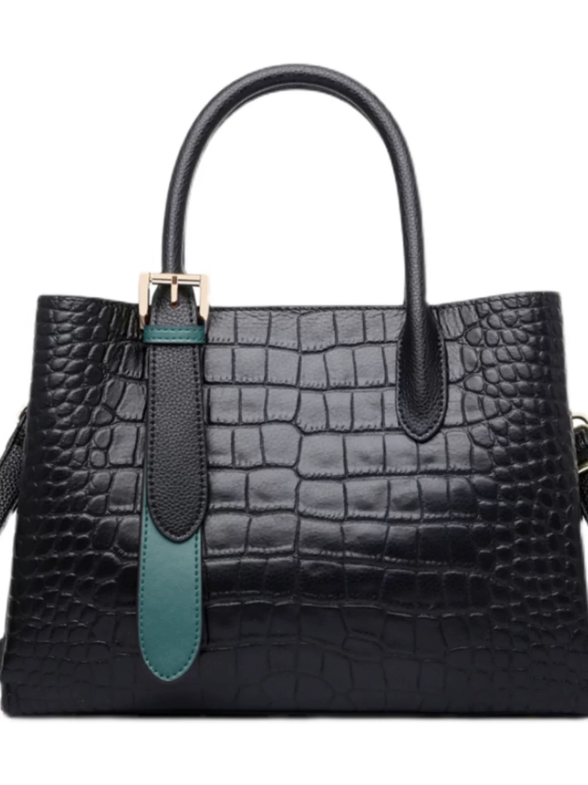 Hong Kong genuine tote bag - 2025 new model, large capacity, crossbody bag with crocodile pattern, single shoulder handbag, genuine leather for women
