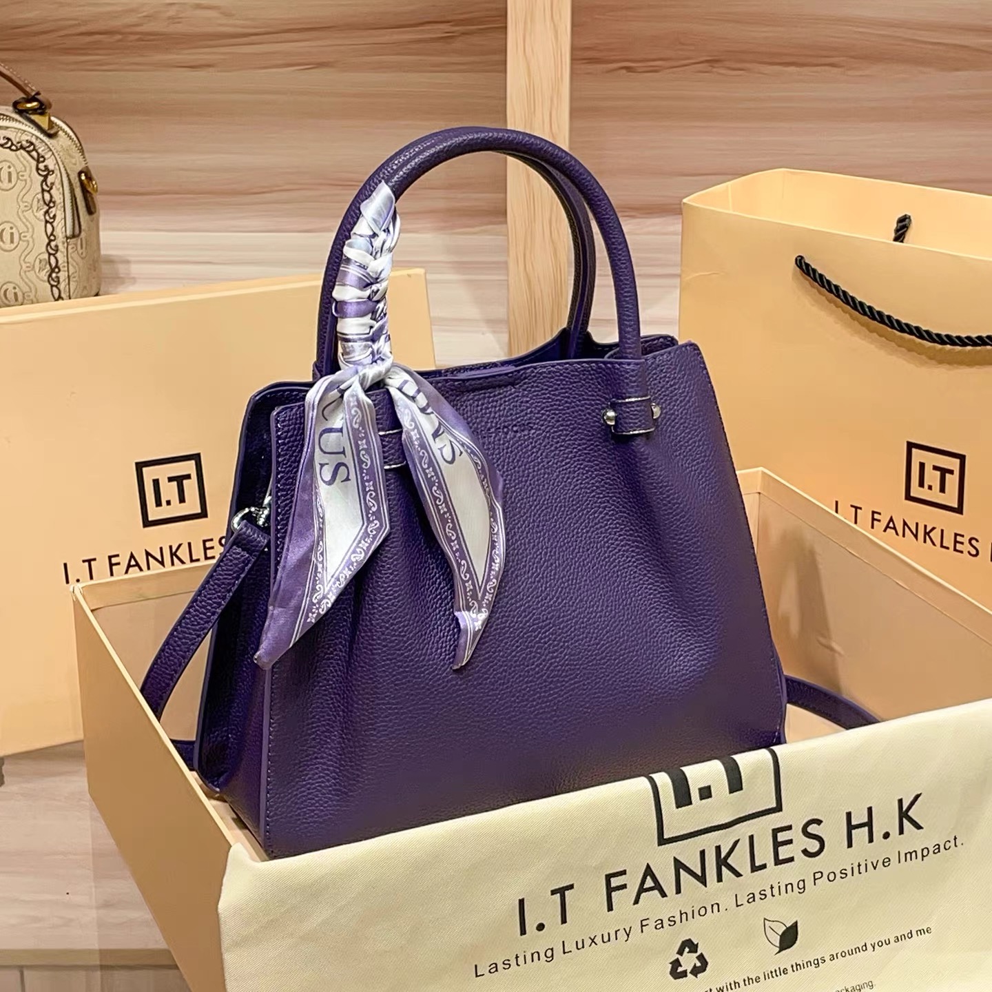 Printed Denim Backpack