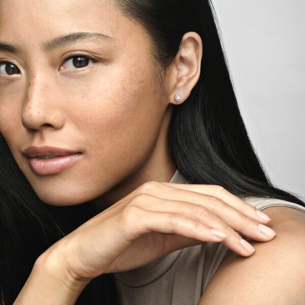 Sparkling Teardrop Halo Stud Earrings