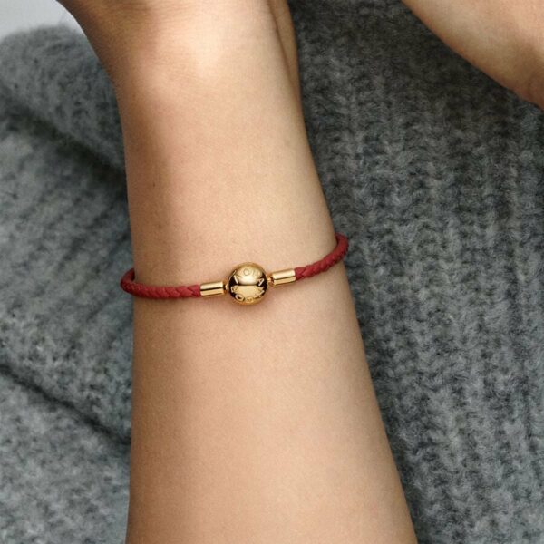 Moments Red Woven Leather Bracelet