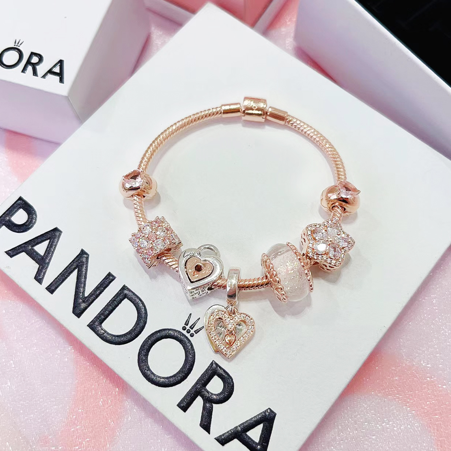 Gold Heart Bracelet Set