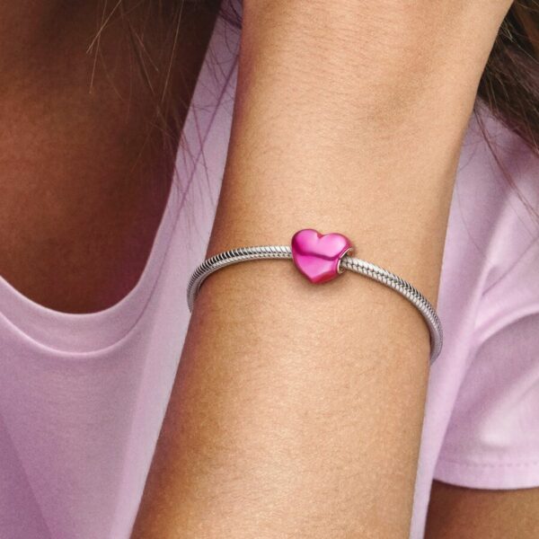 Metallic Pink Heart Charm