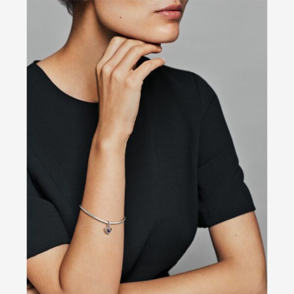 September Sea Blue Beaded Heart Dangle Charm