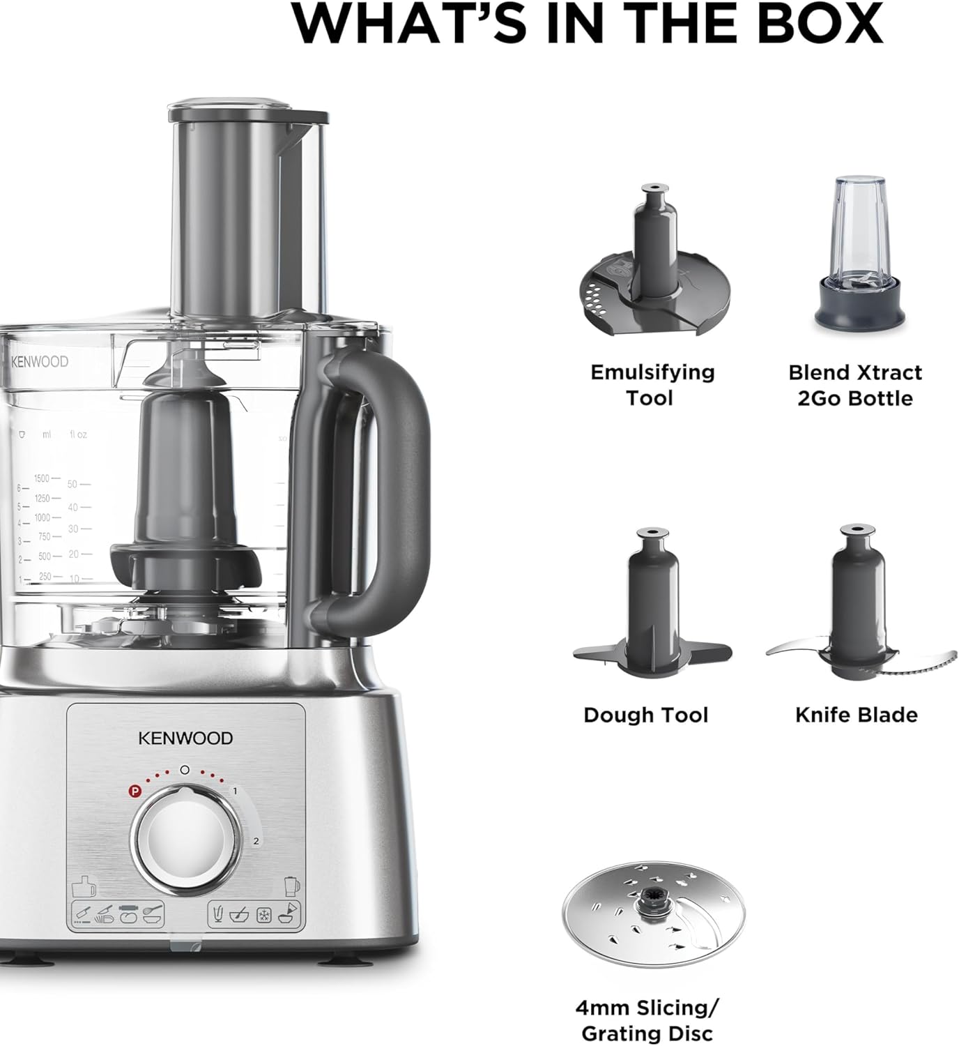 enwood FDP65.180SI All in 1 Food Processor Multipro Express, Silver