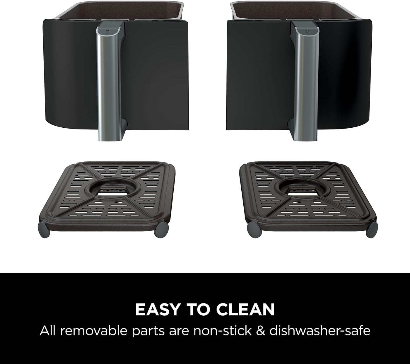 Ninja Foodi Dual Zone Digital Air Fryer, 2 Drawers, 7.6L, 6-in-1, Uses No Oil, Air Fry, Max Crisp, Roast, Bake, Reheat, Dehydrate, Cooks 4-6 Portions, Non-Stick, Dishwasher Safe Baskets, Black AF300UK