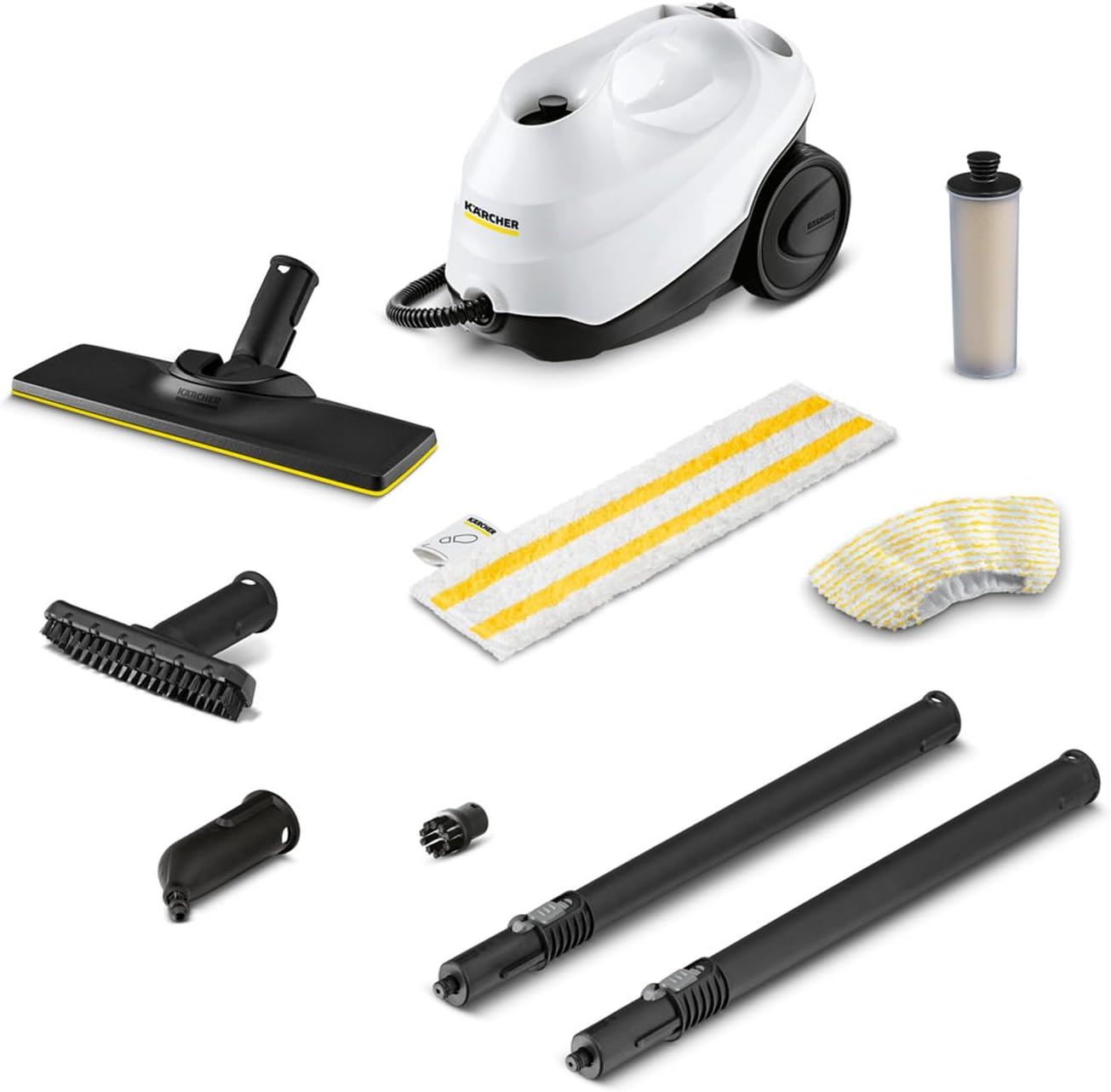 Karcher SC 3 EasyFix Steam Cleaner, 1900W, 3.5 bar, 1L, 75m², Heats in 30s, Includes Floor Cleaning Kit, Descaling Cartridge, Nozzles, White