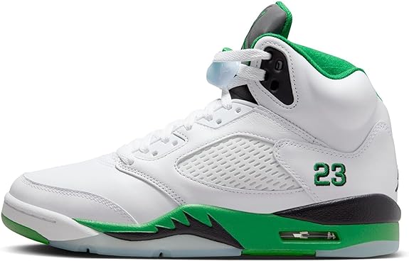 Zapatos Air Jordan 5 Retro Mujer, negro, blanco, verde (White/Green/Black), 7,5