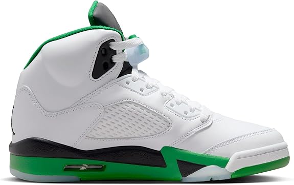 Zapatos Air Jordan 5 Retro Mujer, negro, blanco, verde (White/Green/Black), 7,5