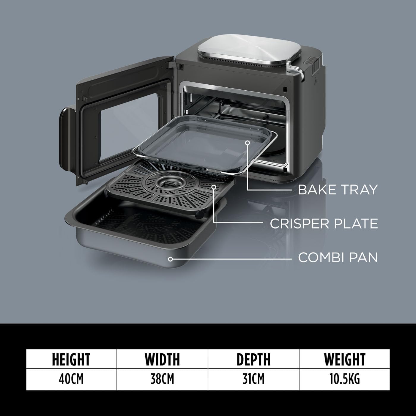 Ninja Combi 12-In-1 Multi-Cooker, Oven & Air Fryer, 12 Cooking Functions, Make 15 Minute* Family-Size Meals, Includes Bake Tray, Pan, & Recipe Guide, Grey, SFP700UK