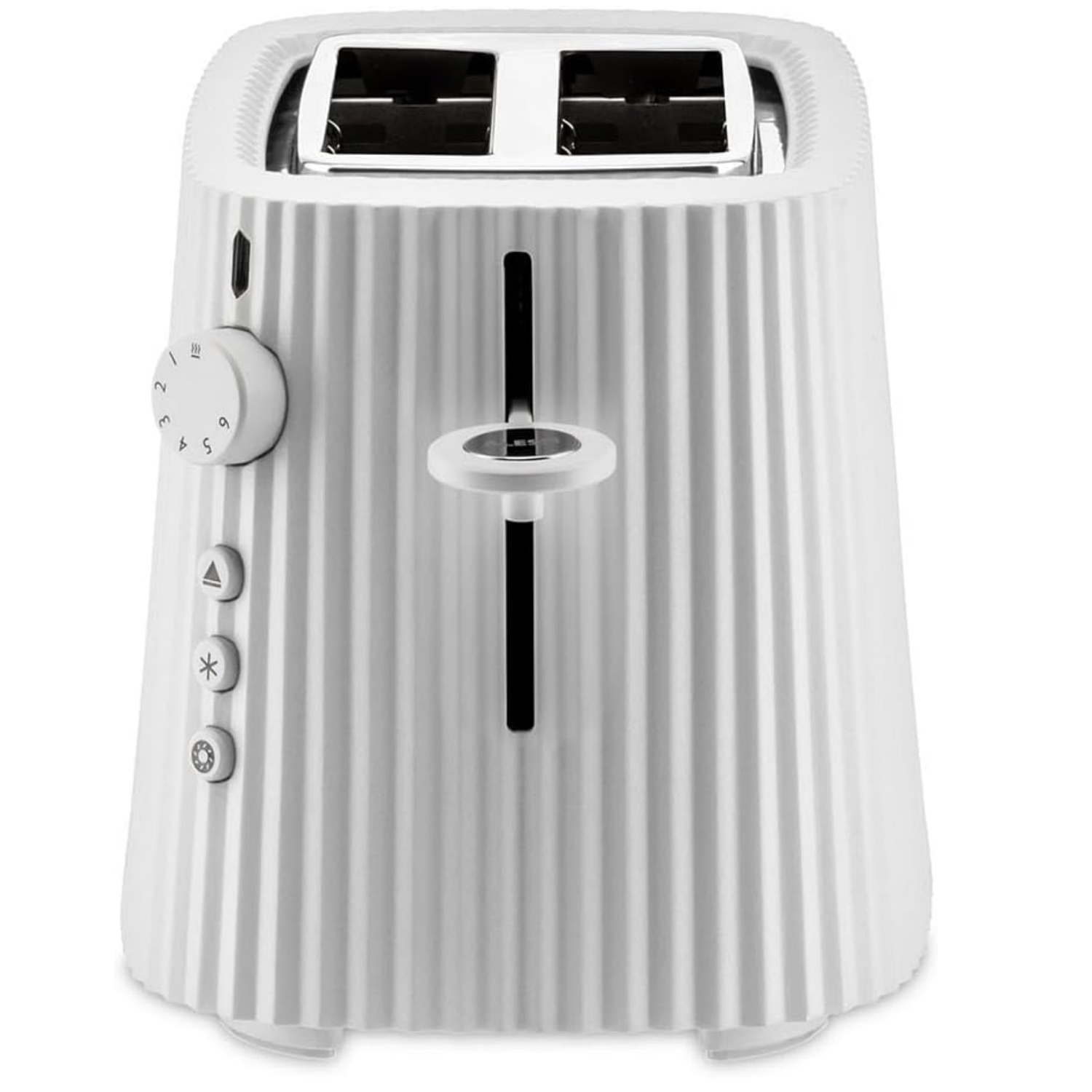 Alessi Plissé MDL08 W Design Toaster Six Levels of Gilding Thermoplastic Resin EU Plug 850 W White