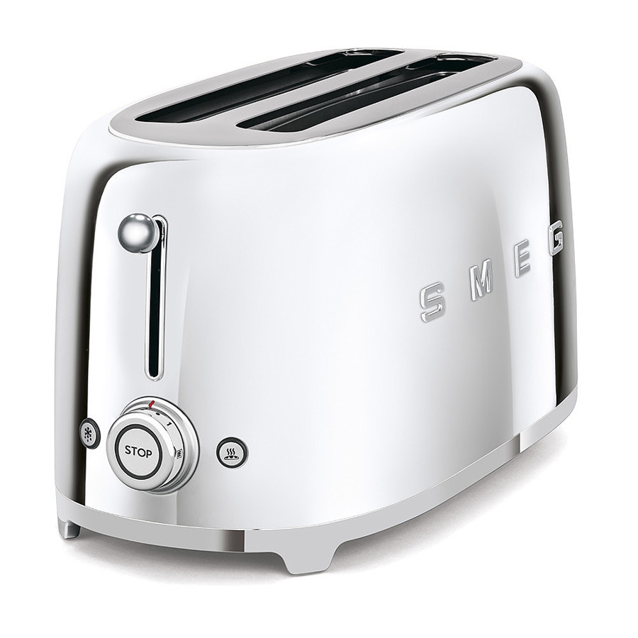 Smeg Polished Stainless Steel 4 Slice (2 Slot) Long-Slot Toaster