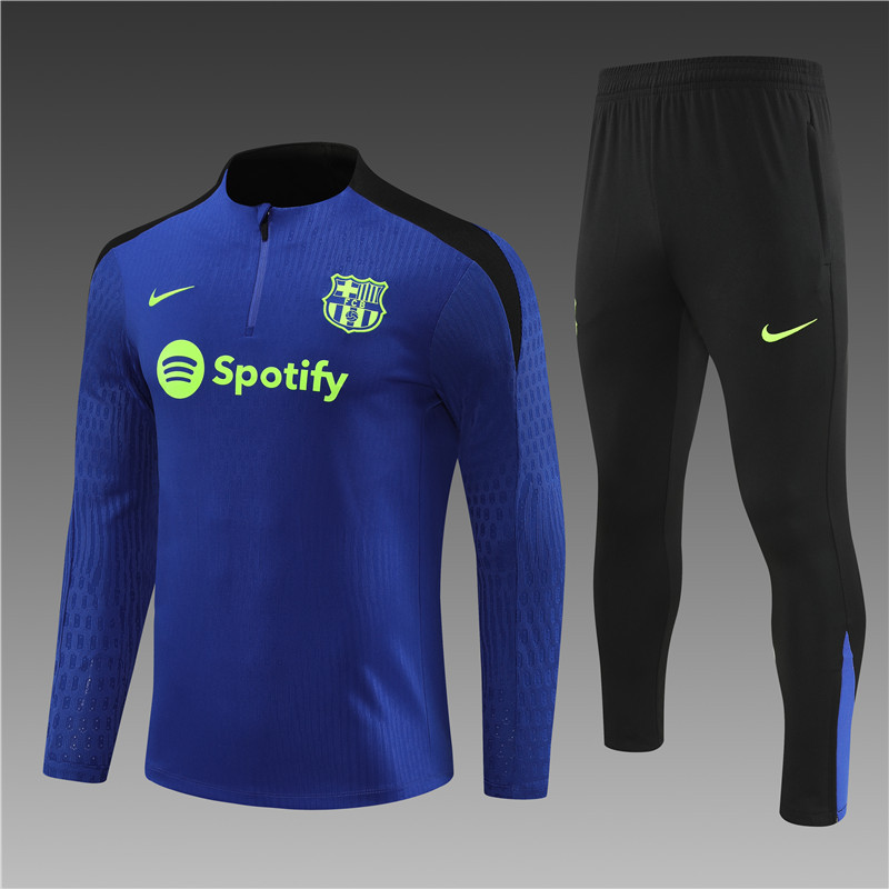2024/2025 Player Edition Barcelona Pre-match Jersey Colour Blue Half-zip training suit Football Jersey
