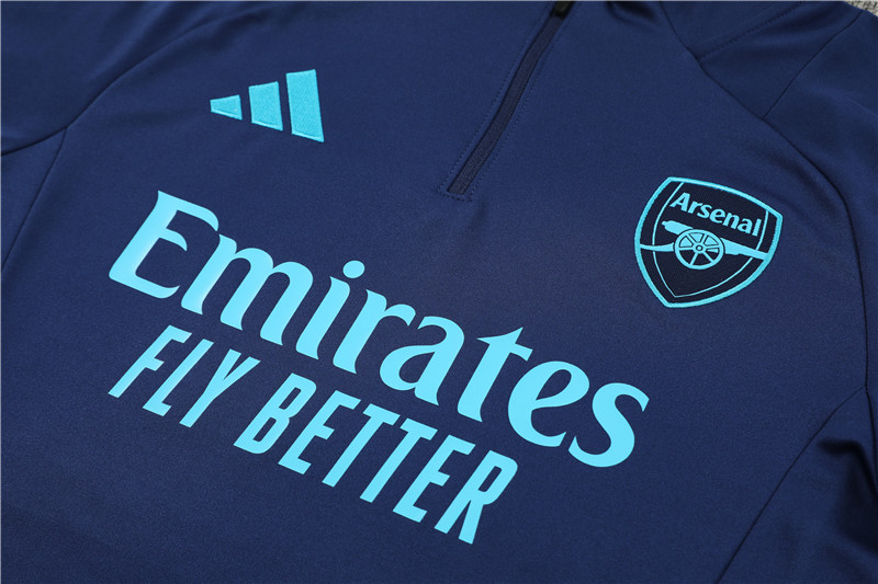 2024/2025 Players Edition Arsenal Pre-Match Royal Blue Half-zip training suit Football Jersey