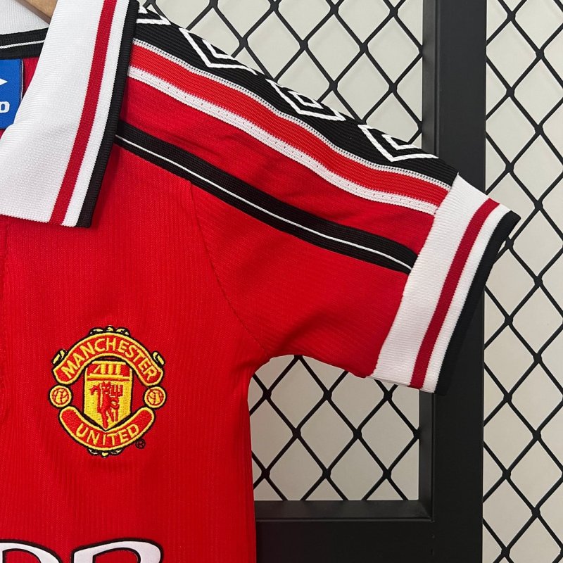 1998/1999 Retro Manchester United Home Football Shirt Kids Size