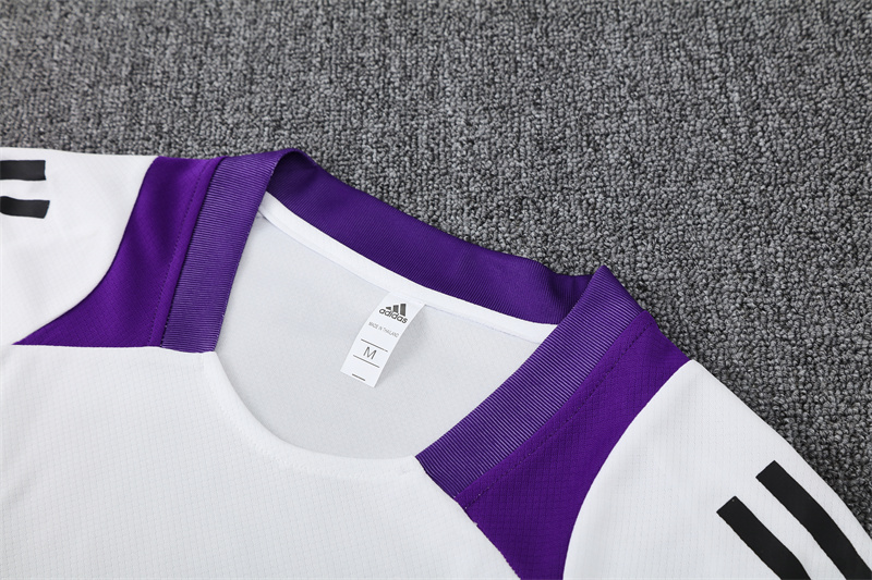 2024/25 short-sleeved Real Madrid white and purple training suit