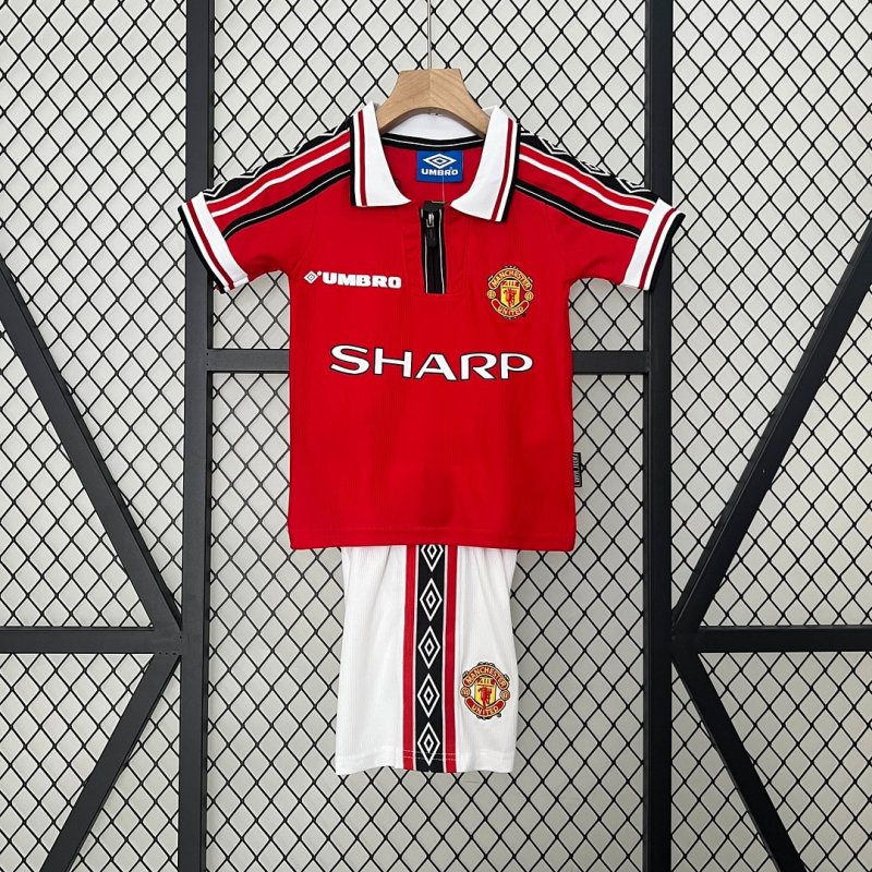 1998/1999 Retro Manchester United Home Football Shirt Kids Size