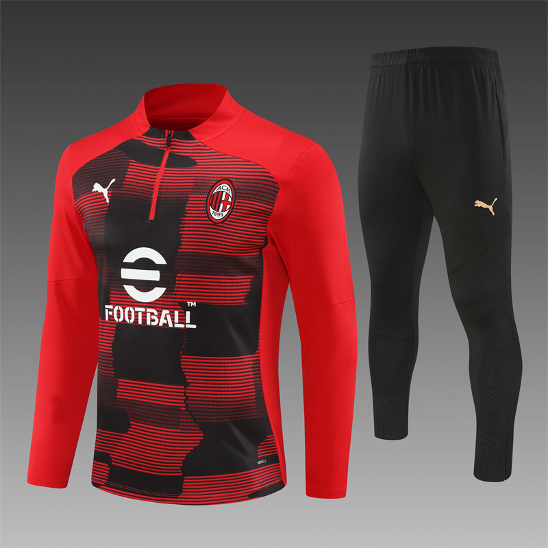 2024/2025 Player Edition AC Pre-Match Jersey Red Camouflage Edition Half-zip training suit Football Jersey