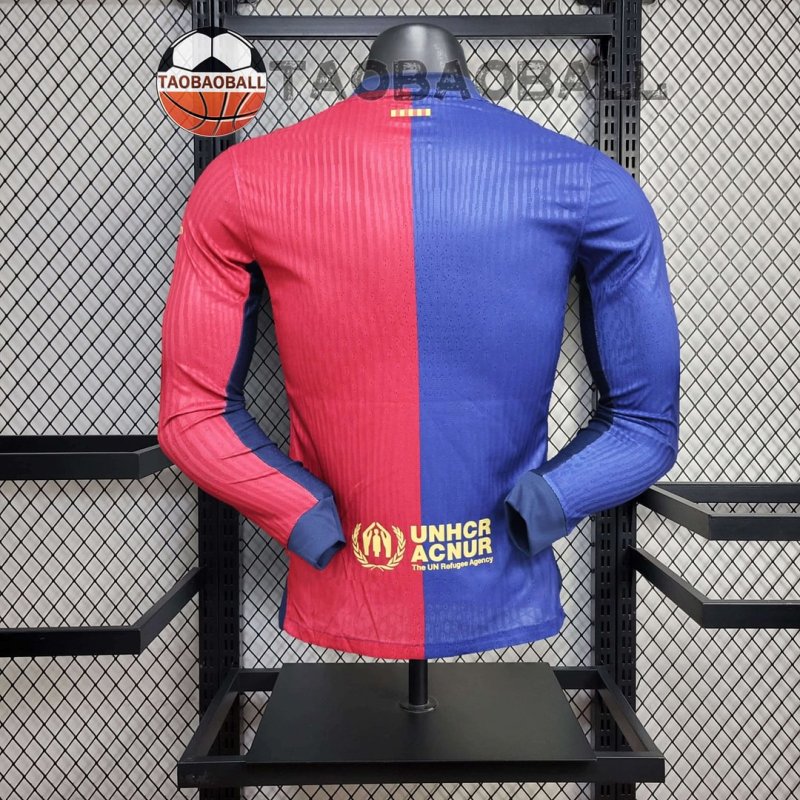 2024/2025 Long Sleeve Player Version Barcelona Home Football Shirt