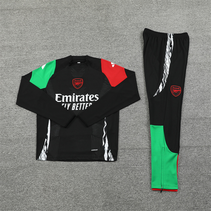 2024/2025 Players Edition Arsenal Pre-Match Black Half-zip training suit Football Jersey