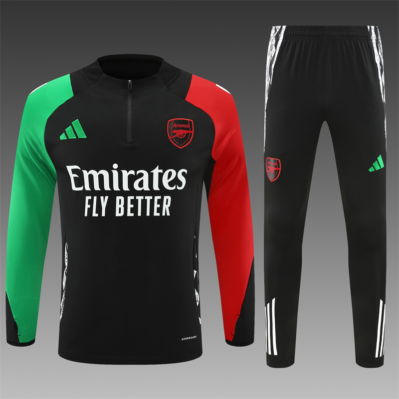 2024/2025 Players Edition Arsenal Pre-Match Black Half-zip training suit Football Jersey