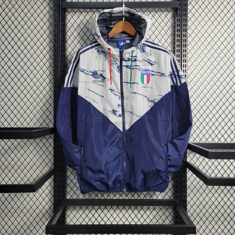 2023/2024 Italy Windbreaker（White-Navy blue）Football Shirt