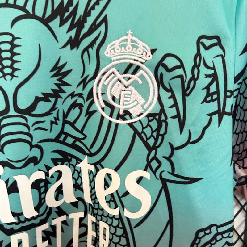 2025/2026 Real Madrid Dragon Dark Green Red Fan Edition Football Shirt