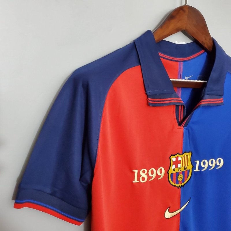 1999/2000 Retro Barcelona Home 100th Anniversary Version Football Shirt