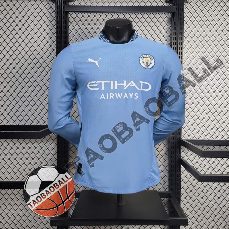 2024/2025 Long Sleeve Player Version Manchester City Home Football Shirt