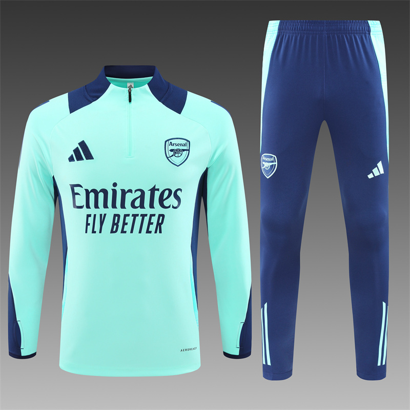 2024/2025 Players Edition Arsenal Pre Match Lake Blue Half-zip training suit Football Jersey