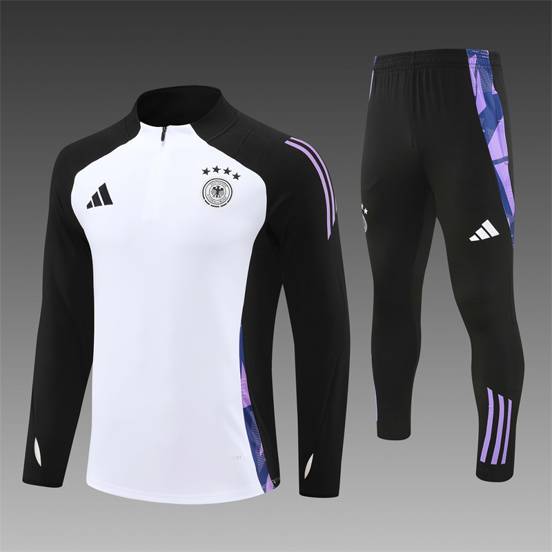 2024/2025 Player Edition Germany Prematch Jersey White Half-zip training suit Football Jersey