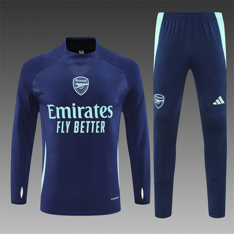 2024/2025 Players Edition Arsenal Pre-Match Royal Blue Half-zip training suit Football Jersey