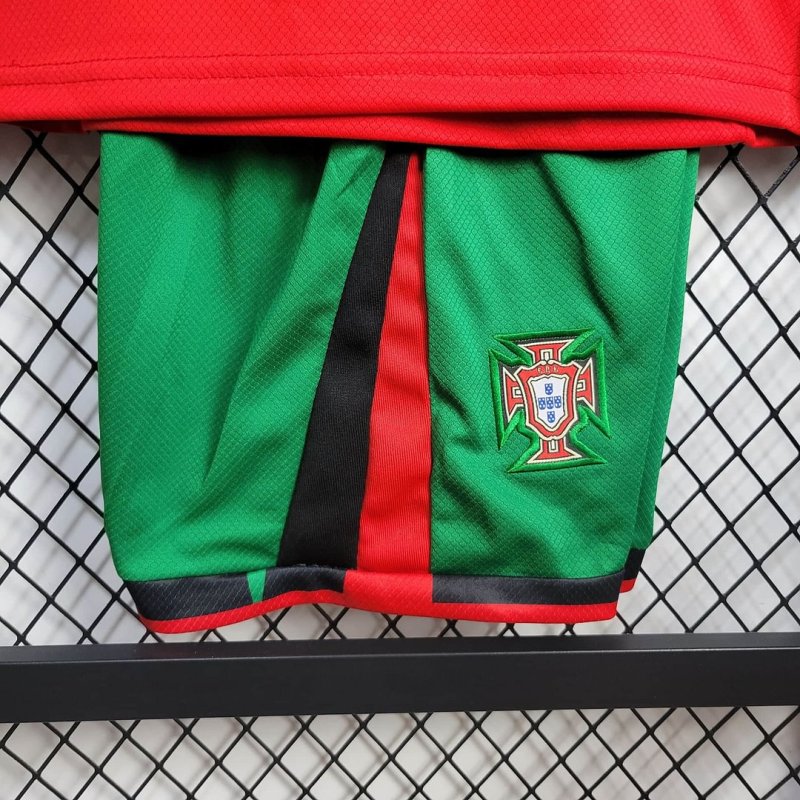 2024 Long Sleeve Portugal Home Football Shirt Kids