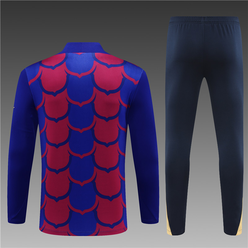 2024/2025 Player Edition Barcelona Prematch Jersey Blue, Camouflage Edition Half-zip training suit Football Jersey
