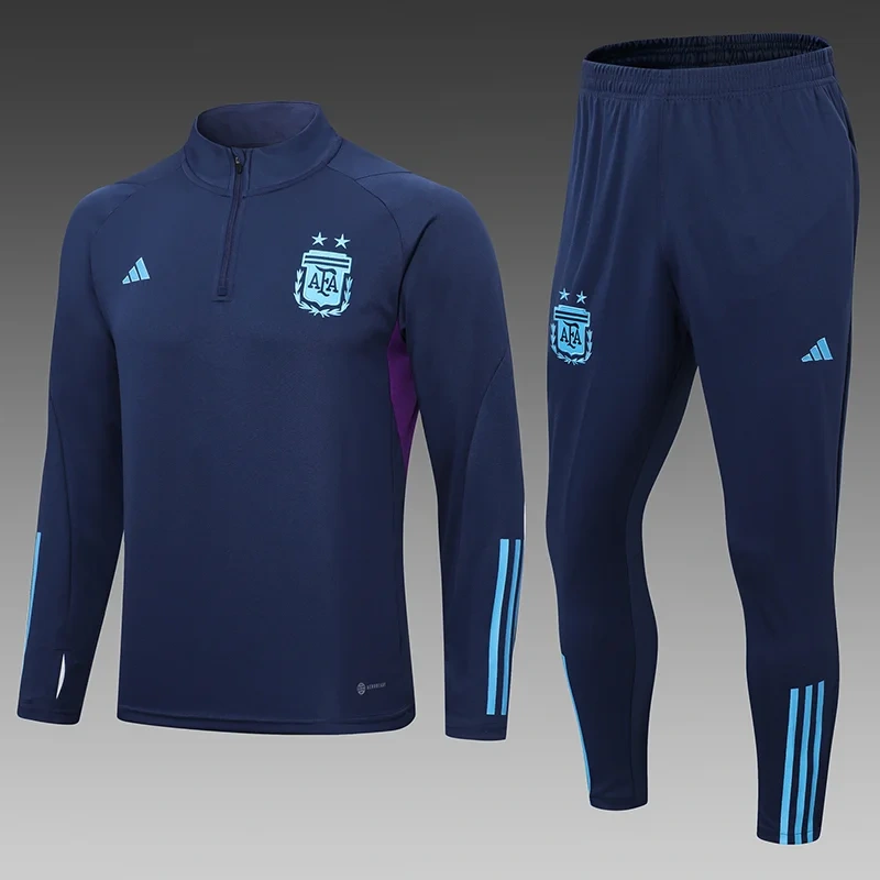 2022 Argentina Half-Pull Training Suit Royal blue Football Shirt