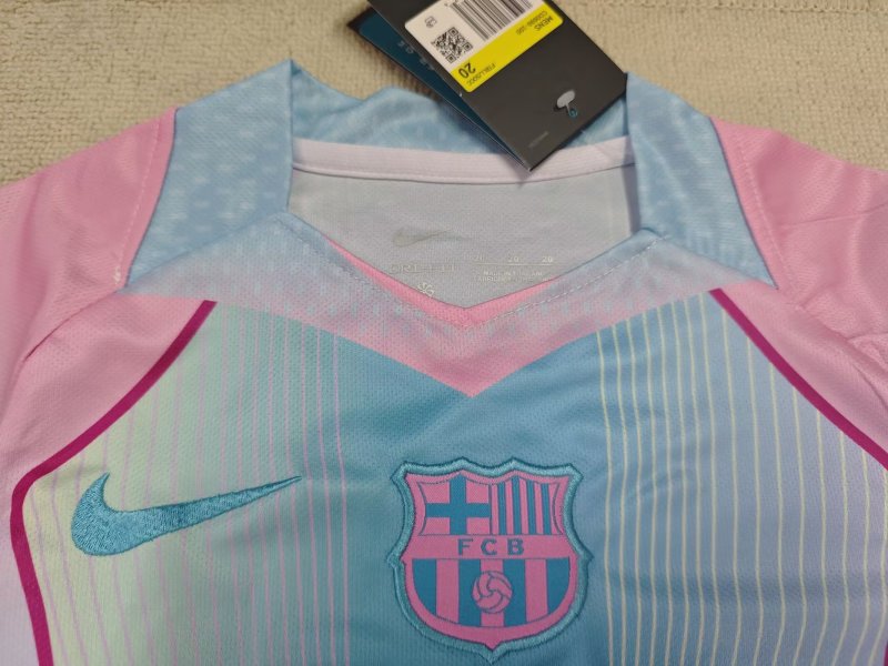 2025/2026 Barcelona Pink Football Jersey (Kids Kit)