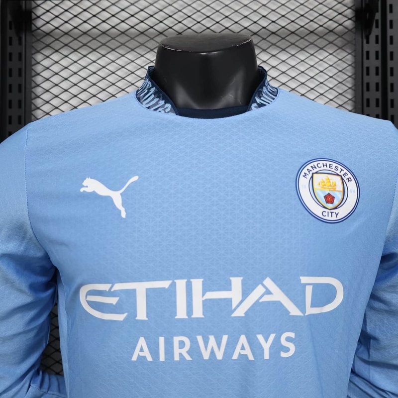 2024/2025 Long Sleeve Player Version Manchester City Home Football Shirt