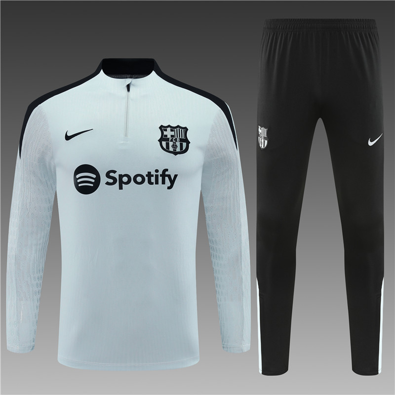 2024/2025 Player Edition Barcelona Prematch Jersey Light Grey Half-zip training suit Football Jersey