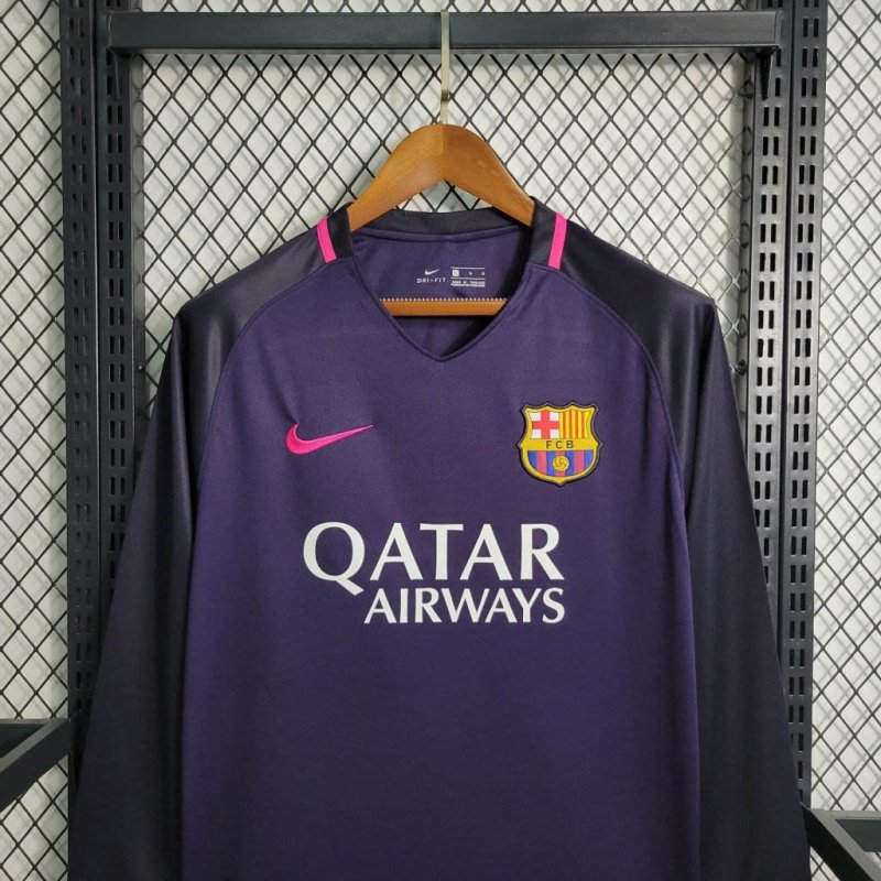 2016/2017 Retro Long Sleeve Barcelona Away Football Shirt
