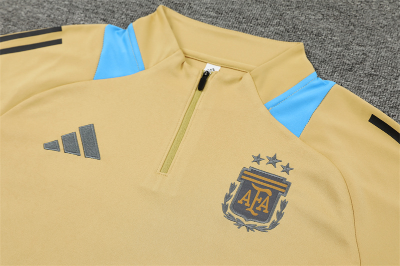 2024/2025 Players Edition Argentina Pre-Match Gold Half-zip training suit Football Jersey