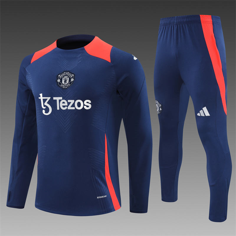 2024/2025 Player Edition Manchester United royal blue Half-zip training suit Football jerseys