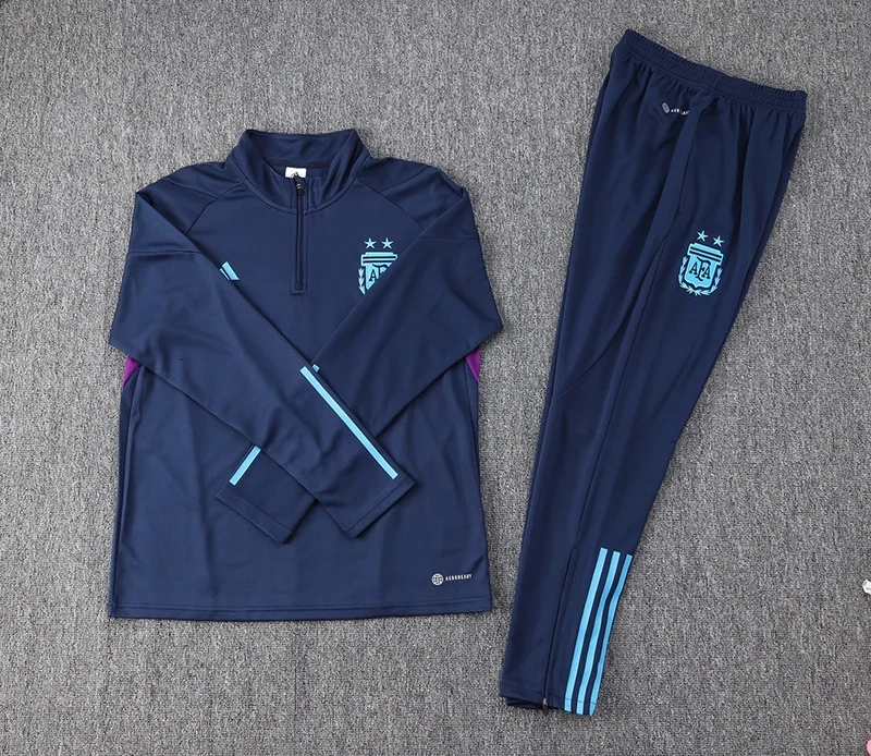 2022 Argentina Half-Pull Training Suit Royal blue Football Shirt