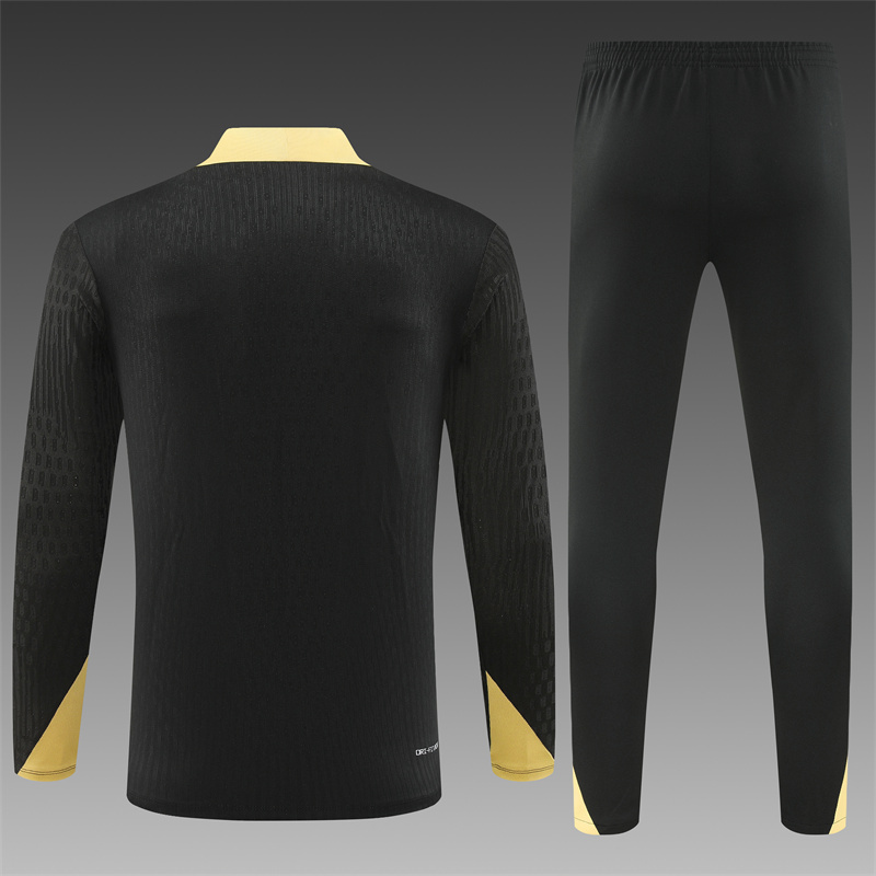 2024/2025 Player Edition Barcelona Pre-match Jersey Black & Gold Half-zip training suit Football Jersey