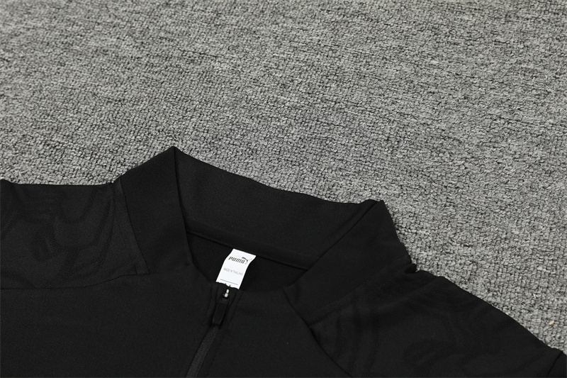 2024/2025 Player Edition AC Pre-Match Jersey Black Half-zip training suit Soccer Jersey