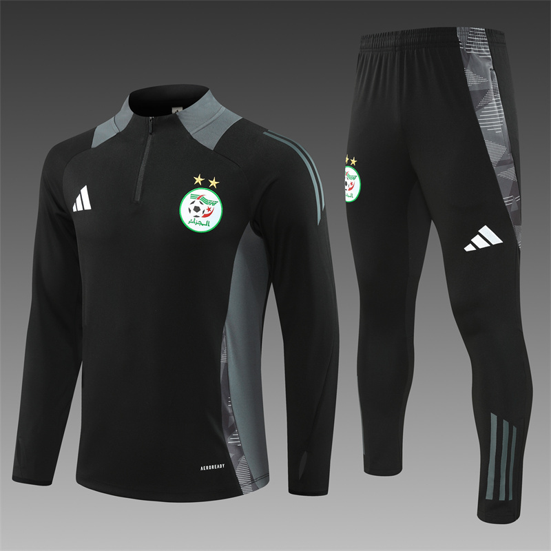 2024/2025 Player Edition Algeria Pre-Match Black Half-zip training suit Football Jersey